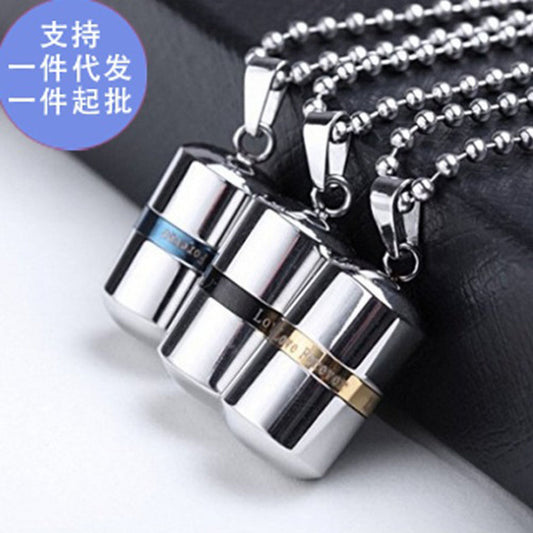 Stainless Steel Capsule Pendant Necklace