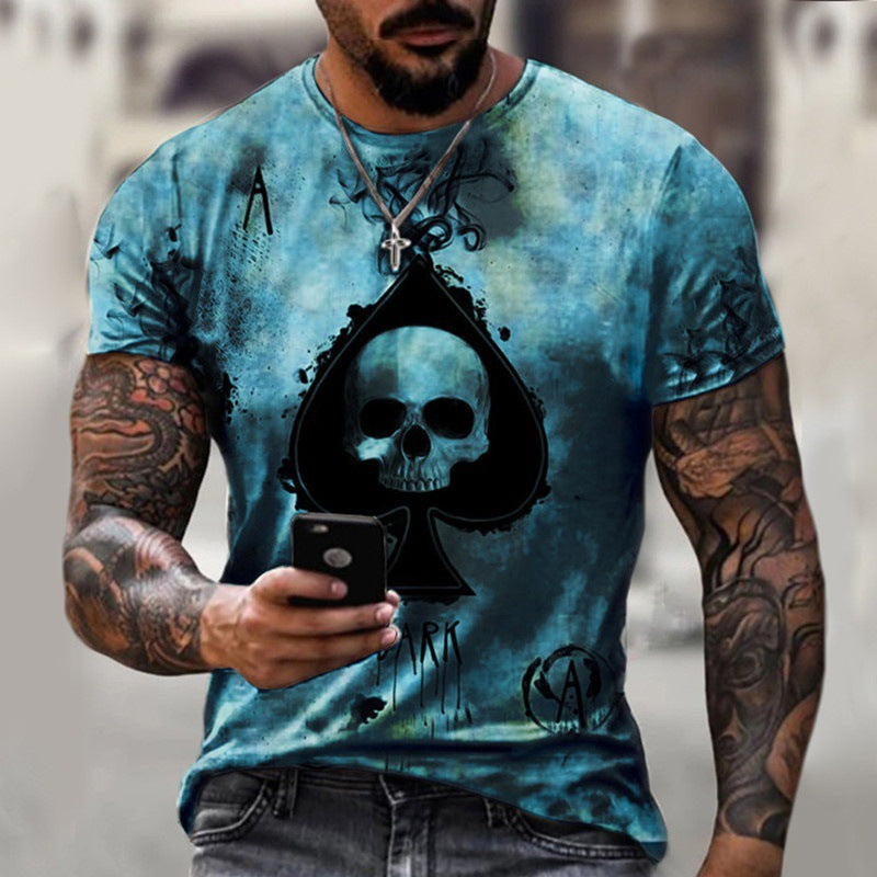 3D Printing Skull Spades T-Shirt Fashion Street Men