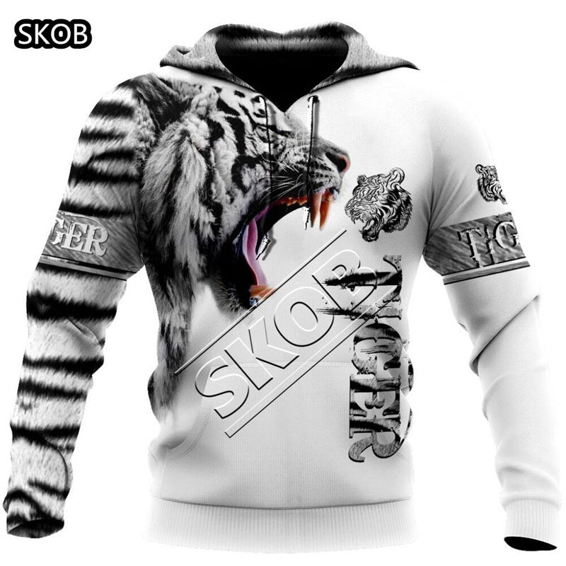 European and American cross-border trade 3D digital printed animal patterns men's and women's hoodies European and American painted men's hoodies