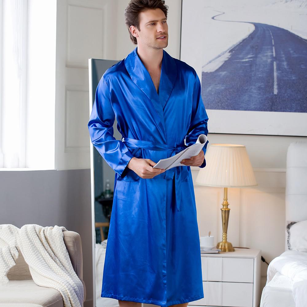 Men's Autumn and Winter Long Nightgown Pajamas