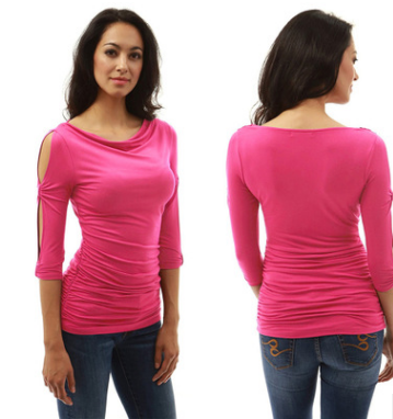 A sexy neckline with long sleeve tops.