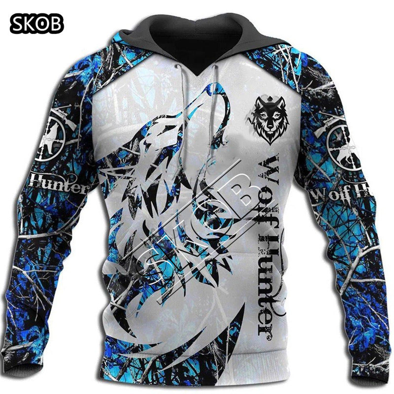 European and American cross-border trade 3D digital printed animal patterns men's and women's hoodies European and American painted men's hoodies