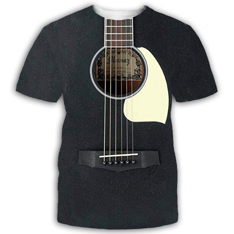 Rock Music Guitar 3D Tshirt Summer Men/Women T Shirt Fashion T-shirt Casual Tee Shirt/Streetwear Men Clothes Oversized 4XL Tops