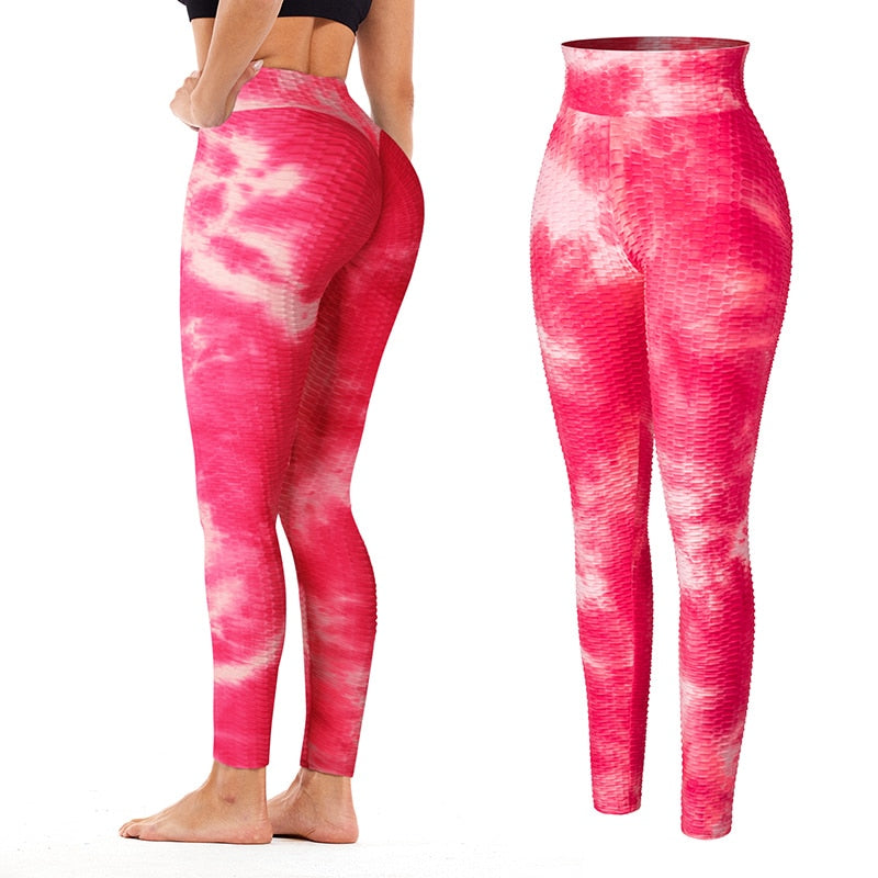 Women High Waist Workout Leggings Seamless Tie Dye Fitness Legging Butt Lifting Scrunch Stretch Legins Gym Sports Slim Pants