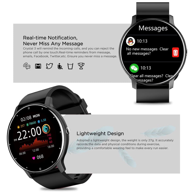 LIGE 2022 New Smart Watch Men Full Touch Screen Sport Fitness Watch IP67 Waterproof Bluetooth For Android ios smartwatch Men+box