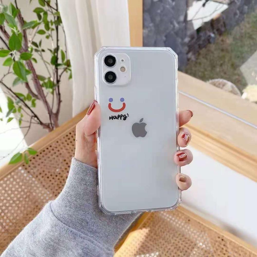 New material Smiley phone case For iphone 12 mini 11 13 pro max xs max x xr 8 7 plus Side printing cases silicone cover shell