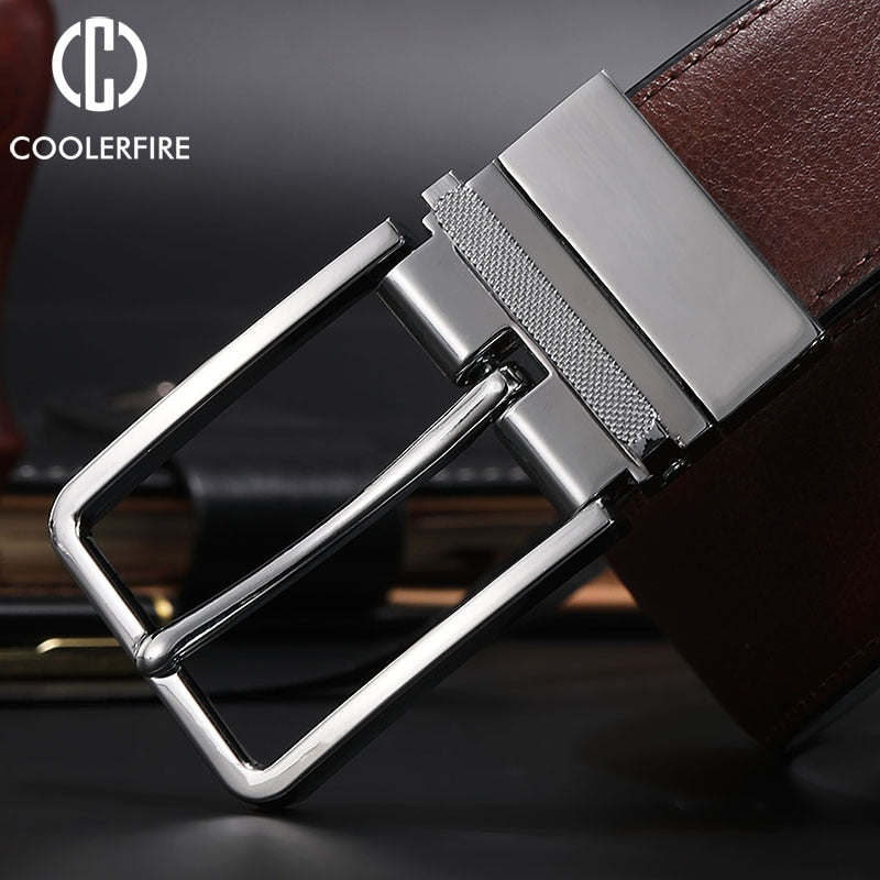 For Jeans Male Rotated Buckle Designer Cowskin Dress Belts Reversible Leather Belt Men Accessories Luxury Waist Belt HQ112