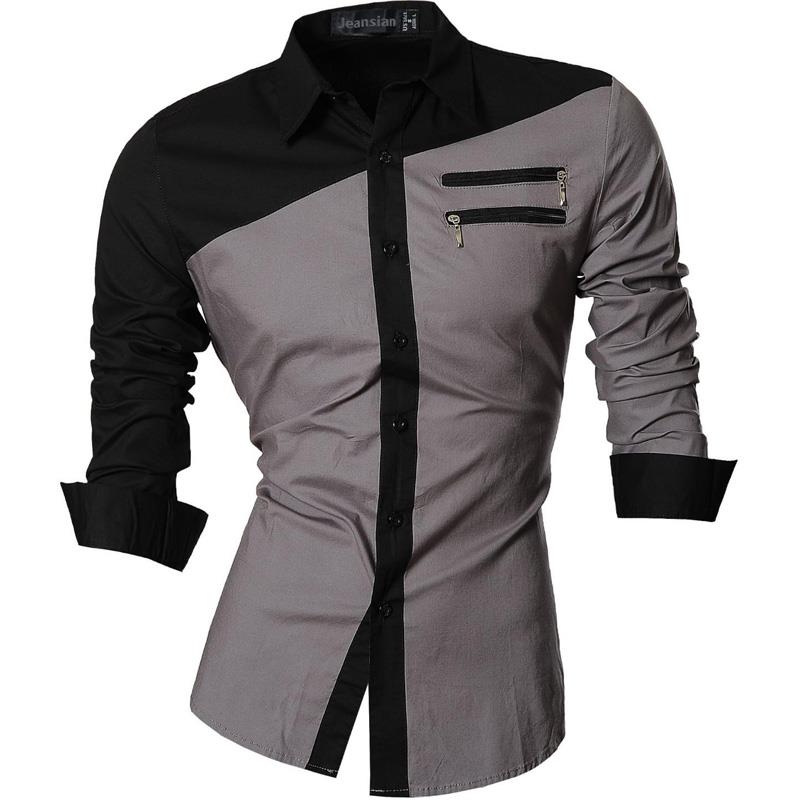 Jeansian Men's Fashion Dress Shirts Casual Long Sleeve Slim Fit Tatoo Stylish Z030