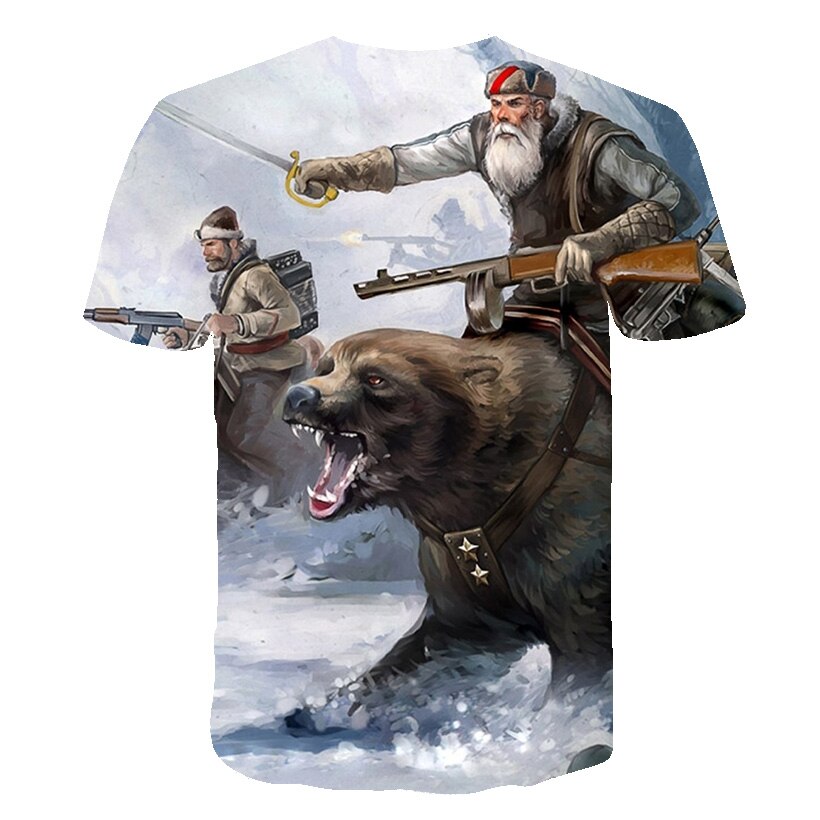 Summer Russian Flag t shirt Men Russia T-shirt Fitness Bear T Shirt 3d Anime Tshirts Sexy Male Shirts Casual Tops Mens Clothing