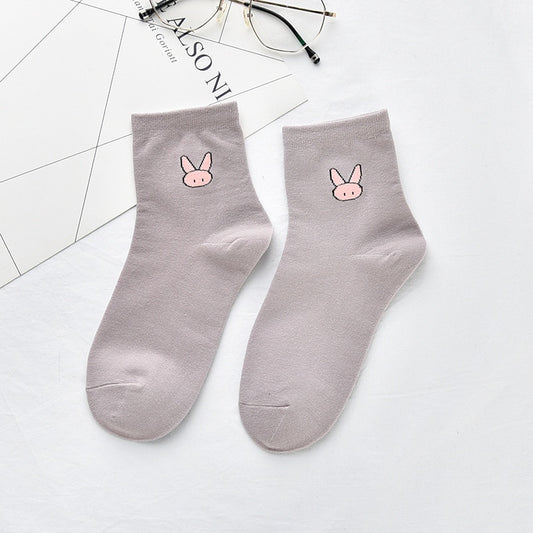 Women Solid Lovely Patterned Harajuku Socks Cotton Casual Cute Animal New Year Gift Socks For Female Sweat Absorption Breathable