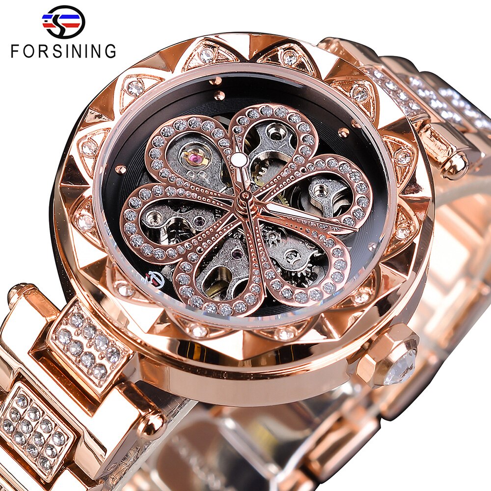 Forsining Fashion Women Watch Top Brand Diamond Female Wristwatch Automatic Machanical Watches Waterproof Luminous Hands Clock