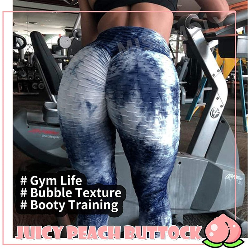 Women High Waist Workout Leggings Seamless Tie Dye Fitness Legging Butt Lifting Scrunch Stretch Legins Gym Sports Slim Pants