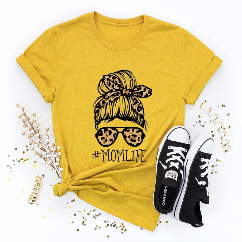 Summer Women T Shirt Versatile 100% Cotton Funny Leopard Mum Print Short Sleeve Oversized Goth Tshirts Casual Graphic Tee Tops