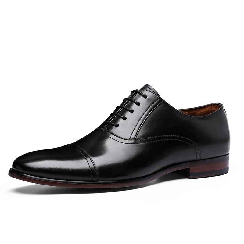 DESAI Brand Full Grain Genuine Leather Business Men Dress Shoes Retro Patent Leather Oxford Shoes For Men EU Size 38-47