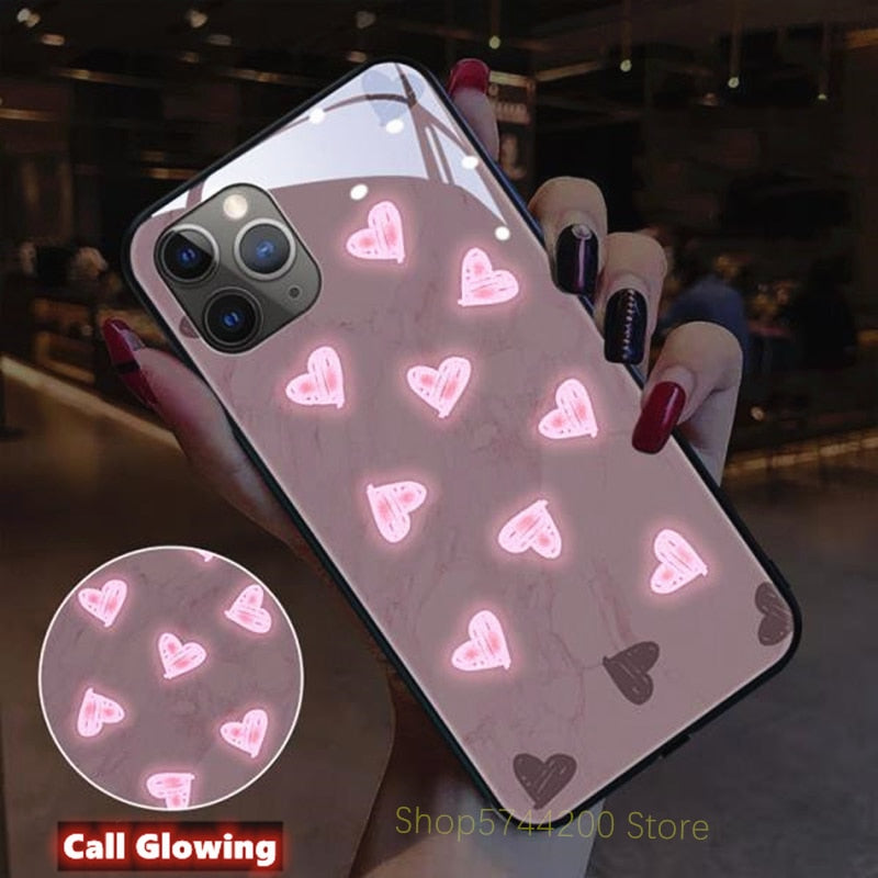 Call Light Up Led Flash Phone Cases For iPhone 11 8 7 6 6s Plus XS Max XR X SE 2020 Luminous Back Cover Accessories