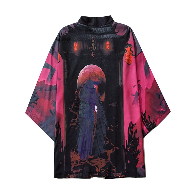 Summer Japanese Five Point Sleeves Kimono Mens And Womens Cloak Jacke Top Blouse Loose casual fashion plus oversized quick dry