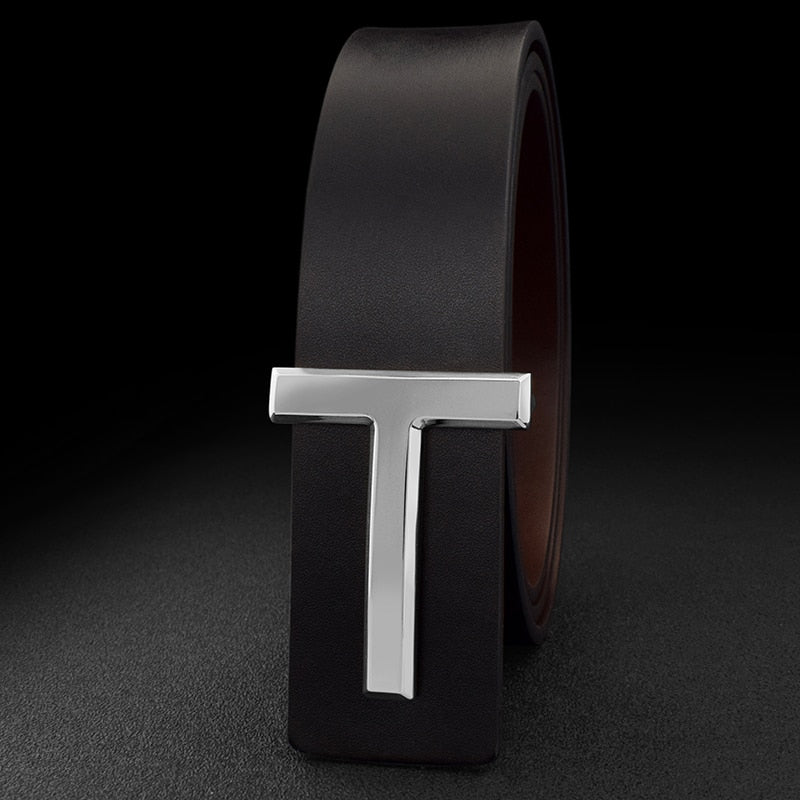 High quality designer belts men fashion T letter luxury famous brand genuine leather belt jeans formal Cowskin black Waist Strap