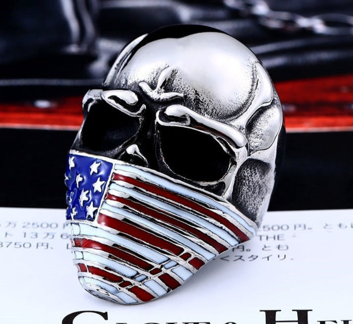 BEIER American Flag Stainless Steel Skull Ring For Man Personality Biker Jewelry Wholesale Factory Price BR8-283