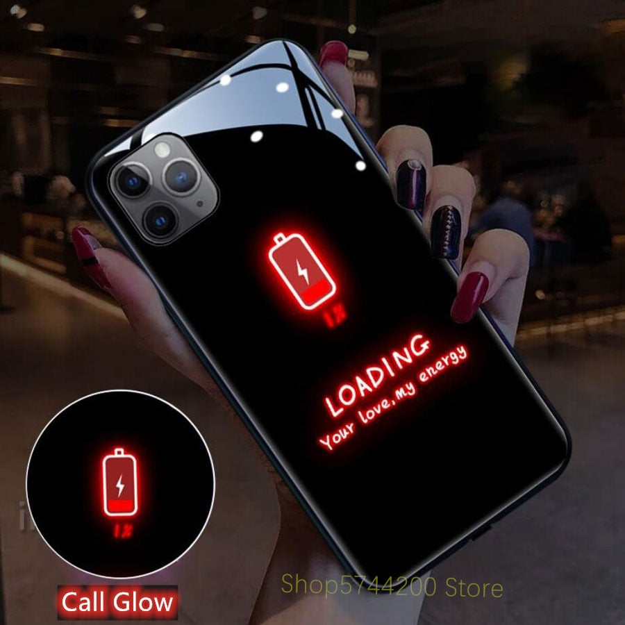 Call Light Up Led Flash Phone Cases For iPhone 11 8 7 6 6s Plus XS Max XR X SE 2020 Luminous Back Cover Accessories