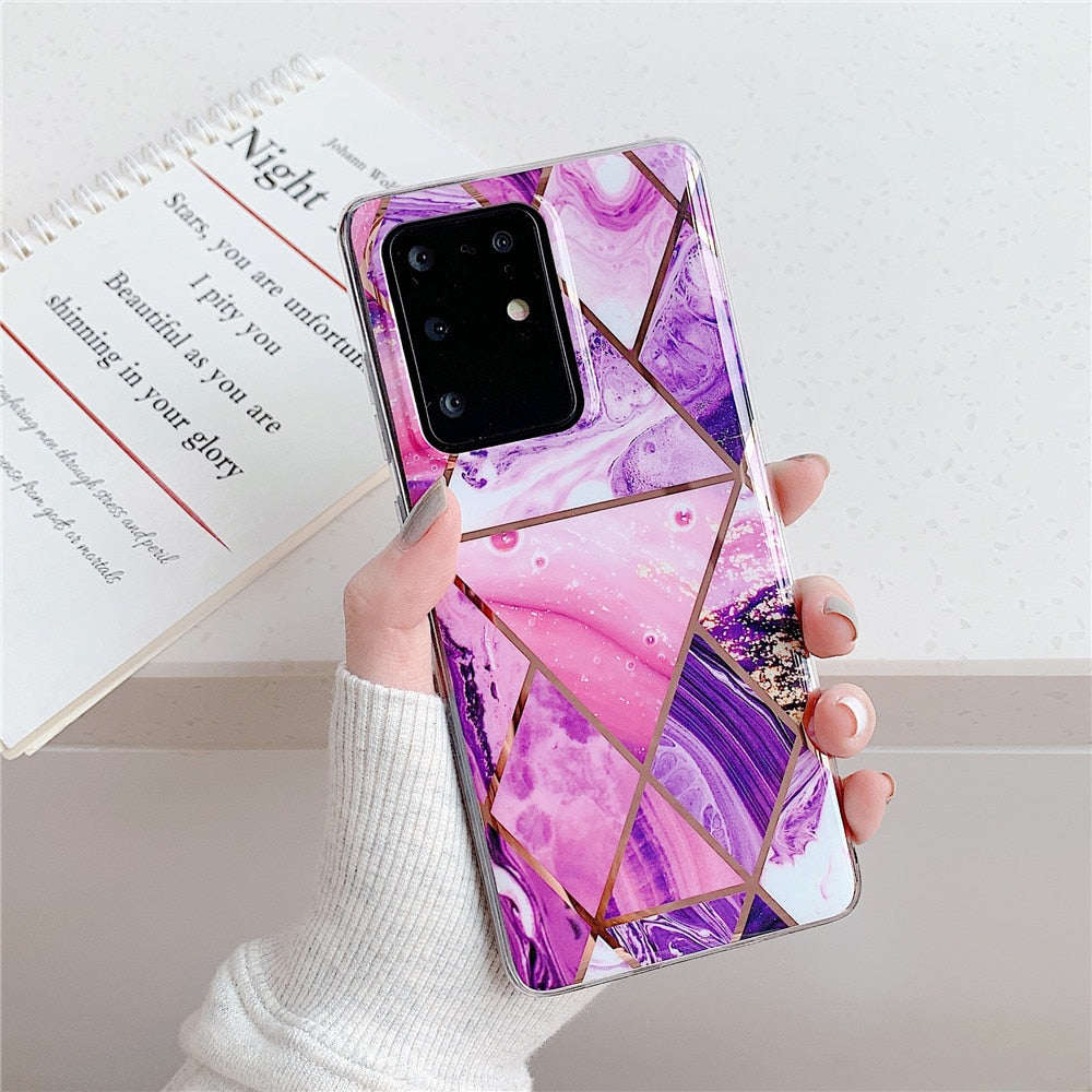 Geometric Marble Phone Cases For Samsung Note 20 Ultra A51 A52 A72 A71 A41 Soft Silicone Back Cover For IPhone 12 Pro Max