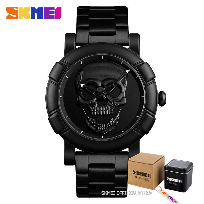 SKMEI Fashion Sport Mens Watches Top Brand Luxury Skull Watch Men 3Bar Waterproof Quartz Wristwatches Relogio Masculino 9178