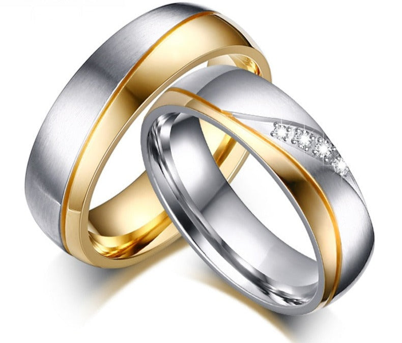 Vnox Rings For Women Man Wedding Ring Gold Color 316L Stainless Steel Promise Couple Jewelry