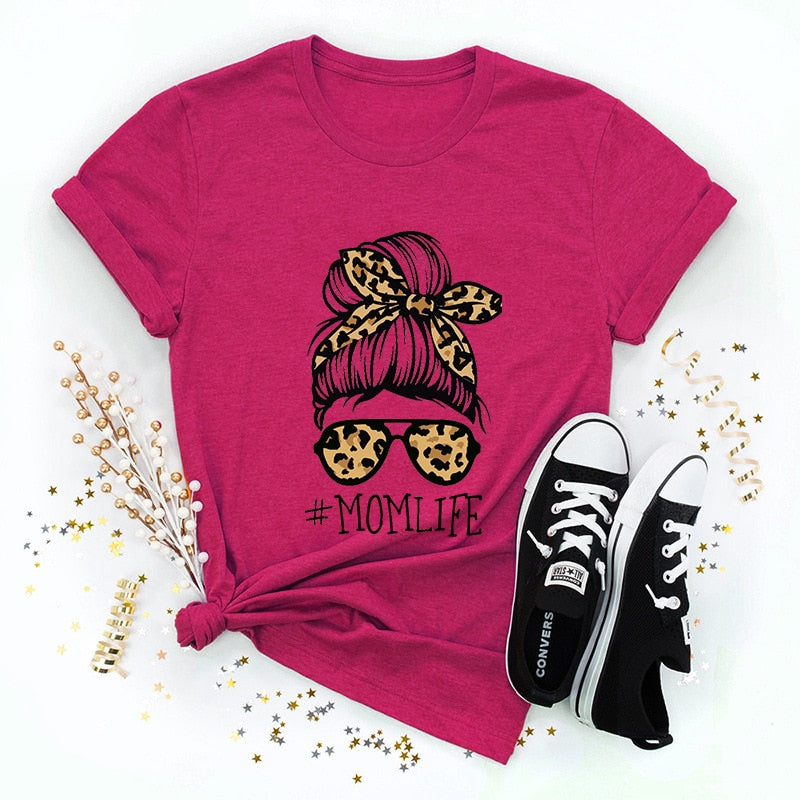 Summer Women T Shirt Versatile 100% Cotton Funny Leopard Mum Print Short Sleeve Oversized Goth Tshirts Casual Graphic Tee Tops