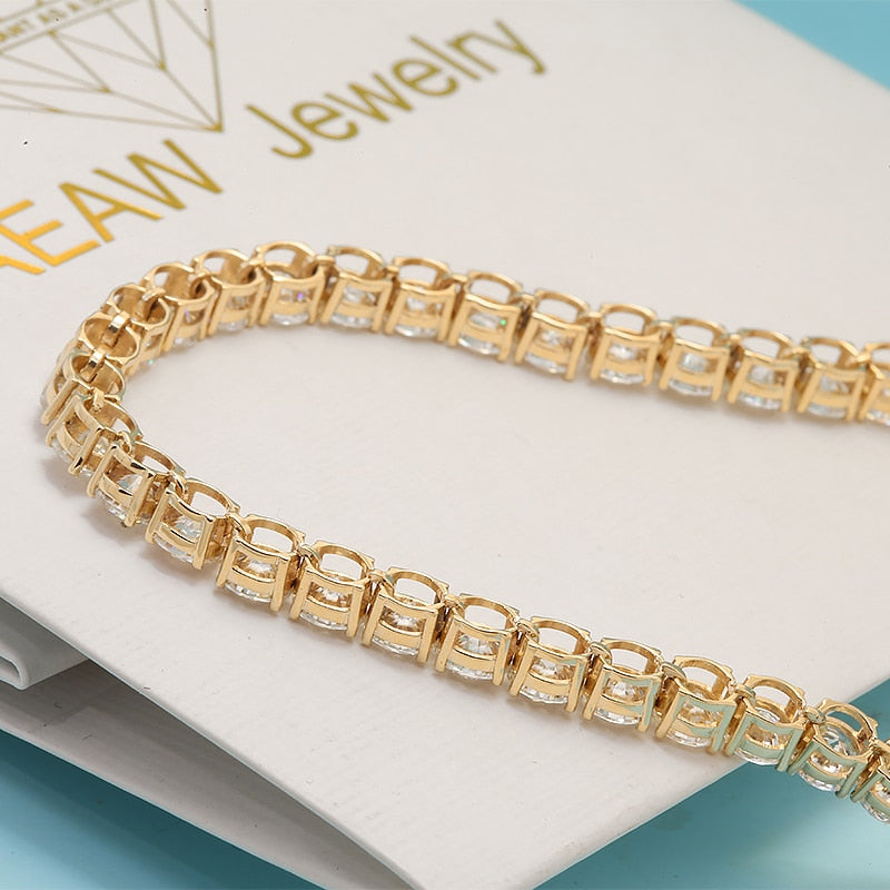 AEAW 10K Yellow Gold 18CTW 18CM Length 5mm F Near Colorless Moissanite Tennis Bracelet for Women