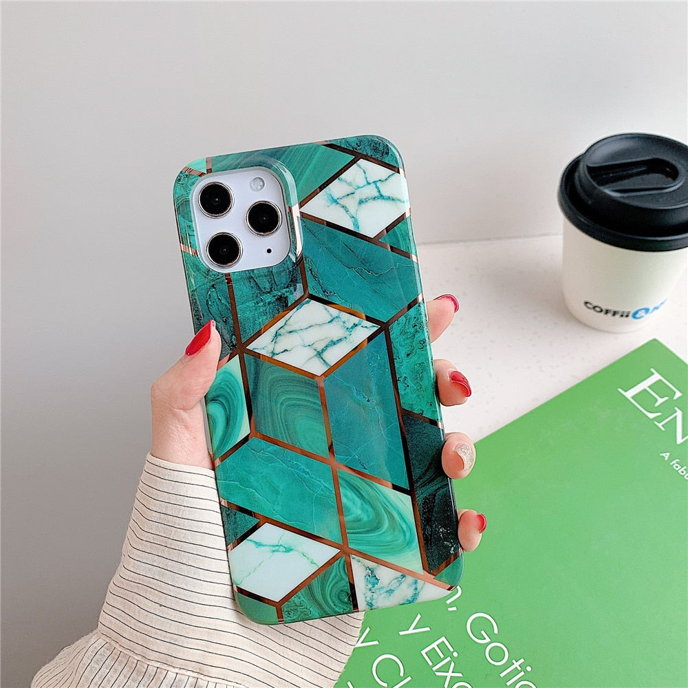 Geometric Marble Phone Cases For Samsung Note 20 Ultra A51 A52 A72 A71 A41 Soft Silicone Back Cover For IPhone 12 Pro Max