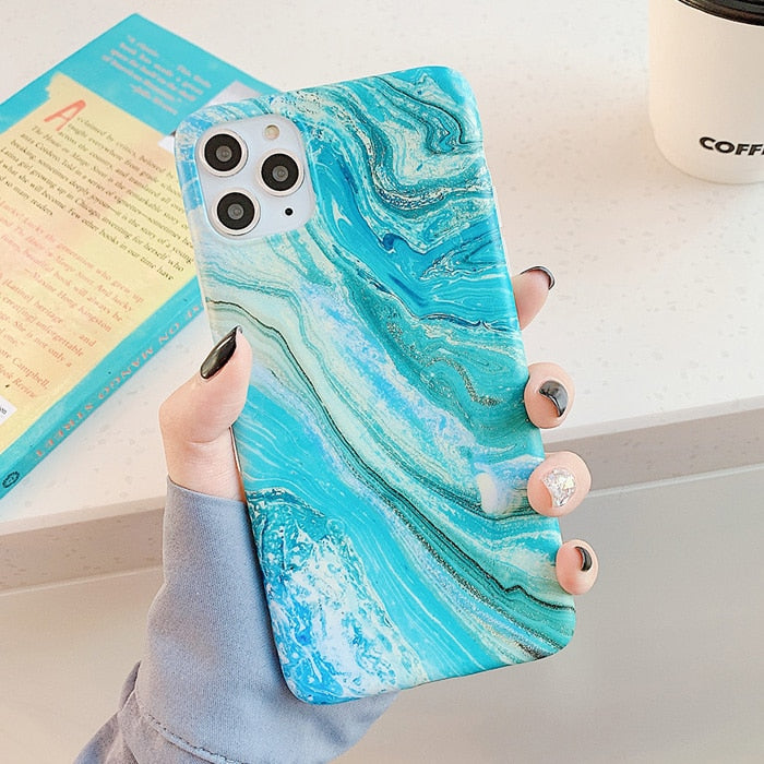 Art oil painting Texture Marble Phone Case For iphone 13 Cases For iphone X XR XS 11Pro Max 7 8Plus 12 12Pro INS Back Cover