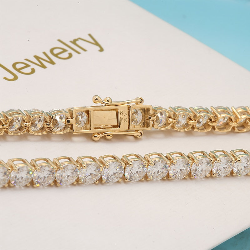 AEAW 10K Yellow Gold 18CTW 18CM Length 5mm F Near Colorless Moissanite Tennis Bracelet for Women