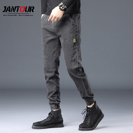 Spring Summer Men&#39;s Jeans Cotton Denim Hip Hop Slack Bottom Joggers Streetwear Skinny Blue Pants Hombre Harem Trousers Men M-4XL