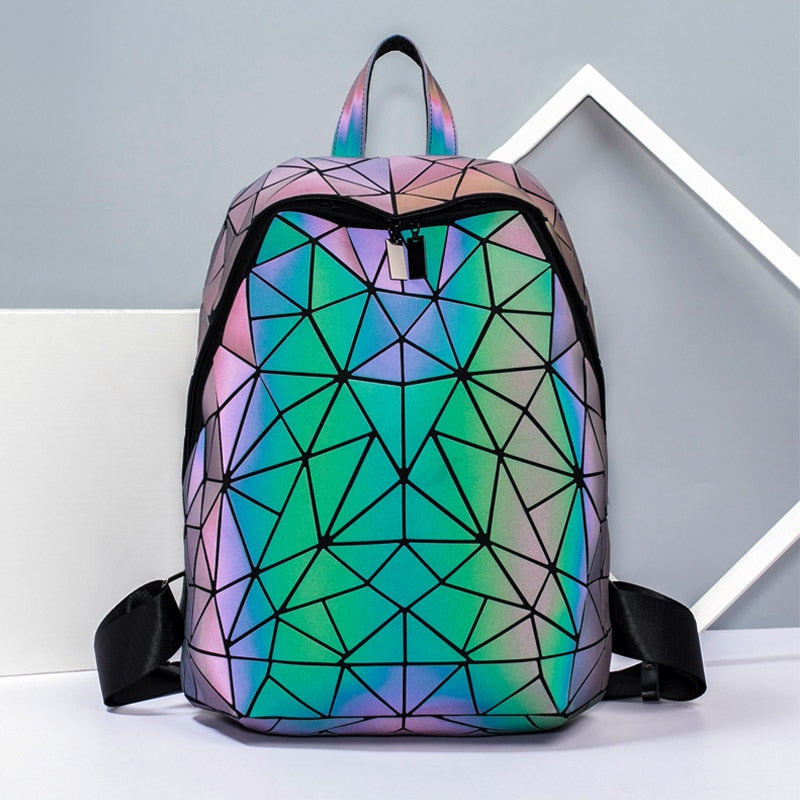 Women Hologram Backpack School Matte Geometric Backpacks Girls Travel Shoulder Bags For Women Totes Luxury Shoulder Bag Silver