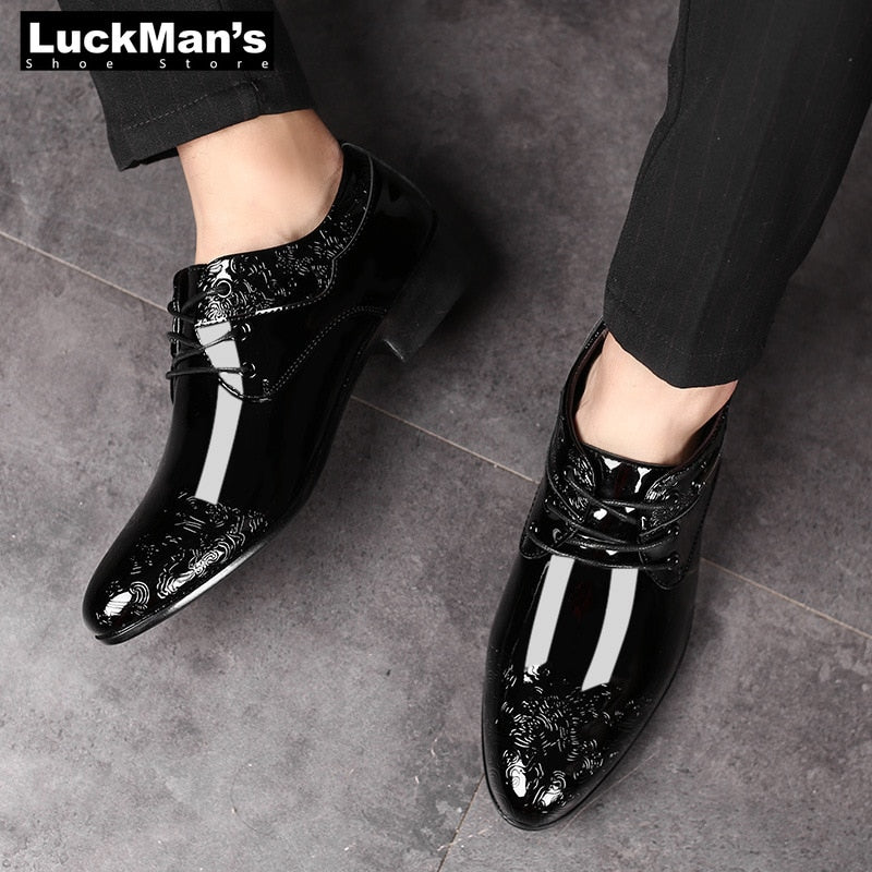 Men's Dress Shoe Clould Patent Leather Men Wedding Oxford Shoes Lace-Up Office Suit Men's Casual Shoes Luxury Italian Plus Size