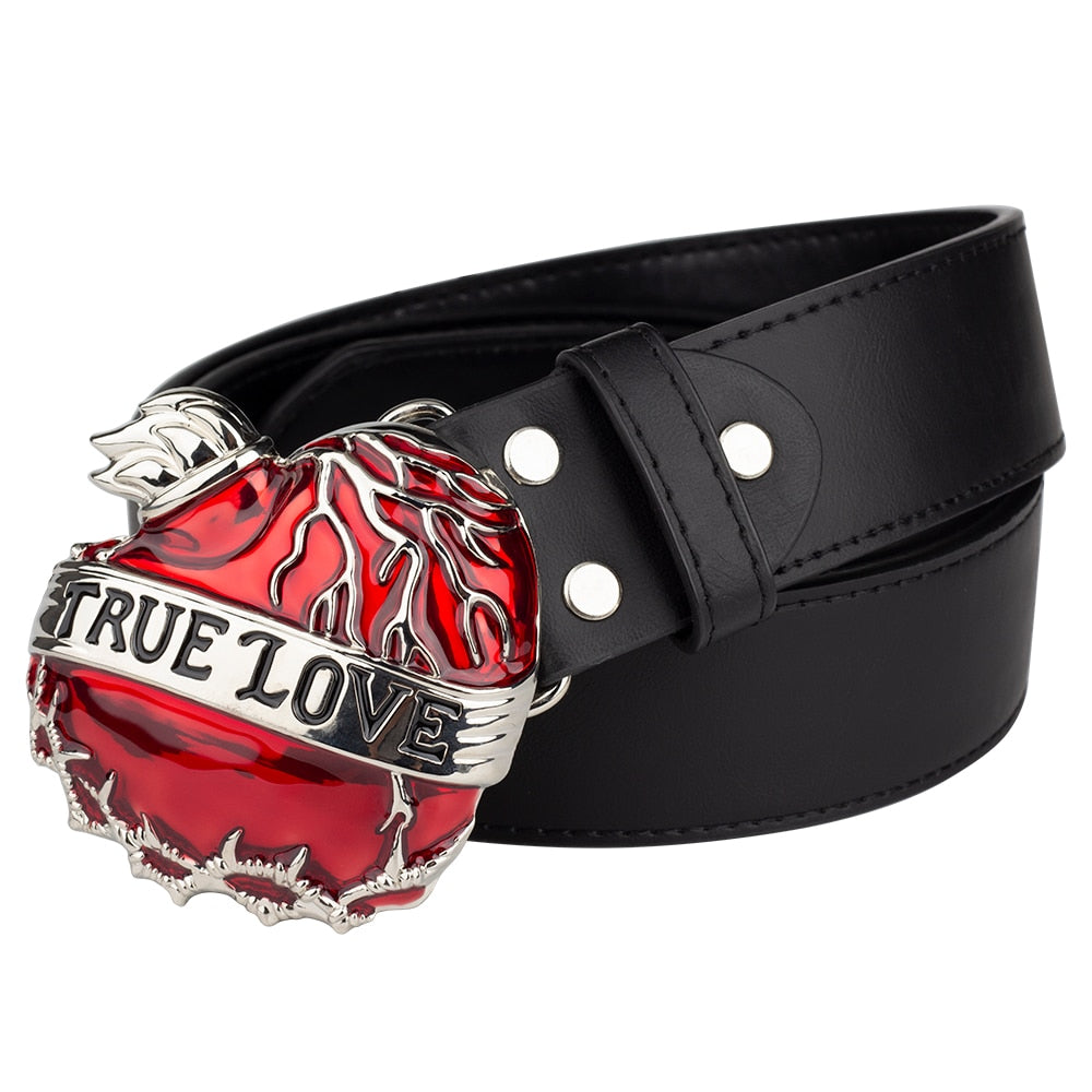 Cool Fashion Leather Belt Heart Arrow Love Hurts Design Punk Rock Waistband Women & Man Decorative belts Jeans Hip Hop Girdle