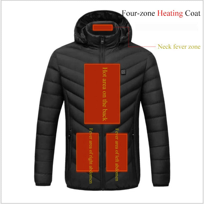 4 Areas Winter Outdoor Charging Heating Jackets Temperaturing Heated Jackets USB Men's Women's Warm Sports Thermal Heatable Vest