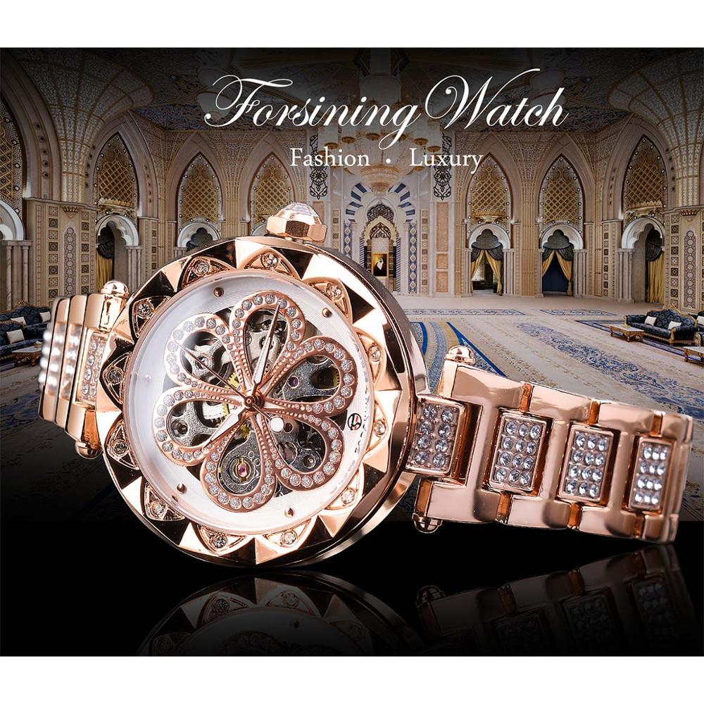 Forsining Fashion Women Watch Top Brand Diamond Female Wristwatch Automatic Machanical Watches Waterproof Luminous Hands Clock