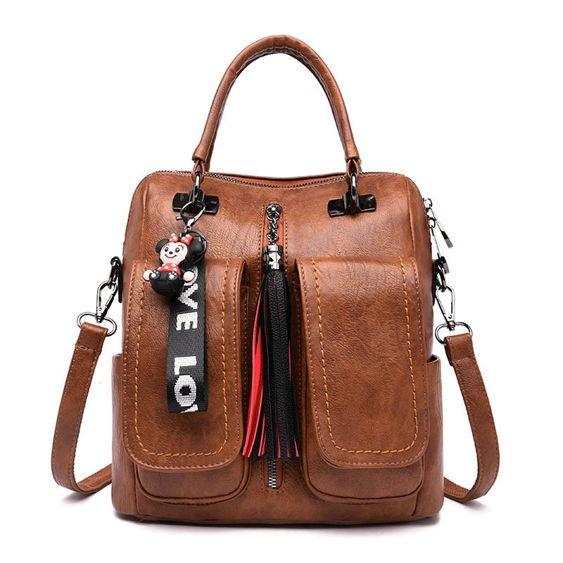 Women Backpacks Soft Leather Lady Travel Backpack School Bags for Teenage Girls Multifunction Women Shoulder Bags Mochilas