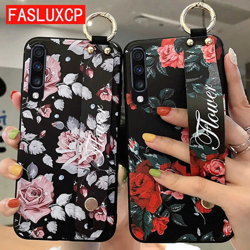 for Samsung Galaxy A50 Case Wrist Strap Holder Cover for Samsung A51 71 A32 A31 Note 10 Lite A10 A70 40 A52 A72 A12 Emboss Cases