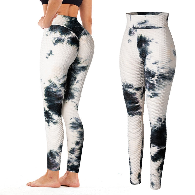 Women High Waist Workout Leggings Seamless Tie Dye Fitness Legging Butt Lifting Scrunch Stretch Legins Gym Sports Slim Pants