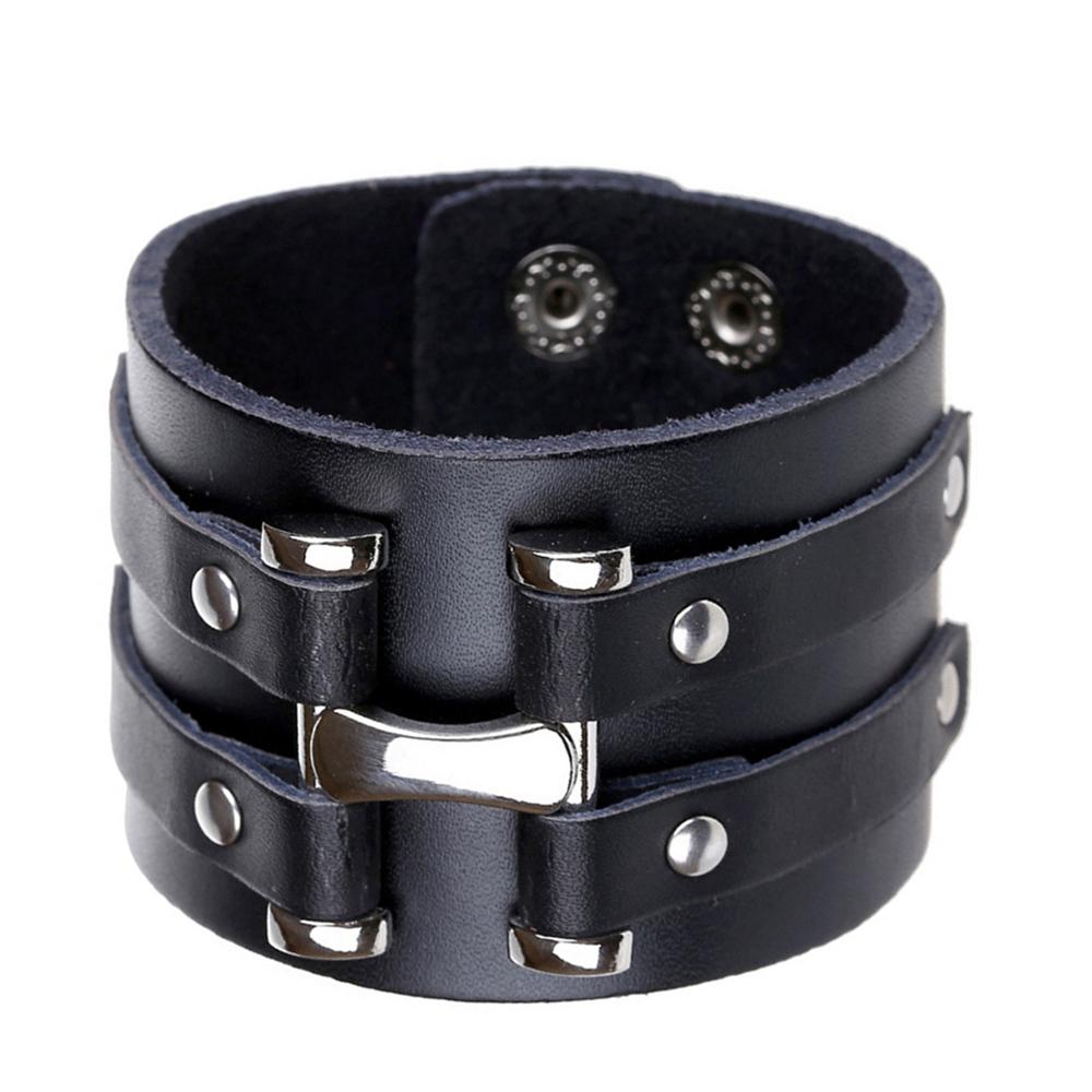 Jiayiqi Punk Men Jewelry Genuine Leather Bracelet Vintage Cuff Charm Bracelet for Men Leather Jewelry Pulsera bijoux Party Gifts