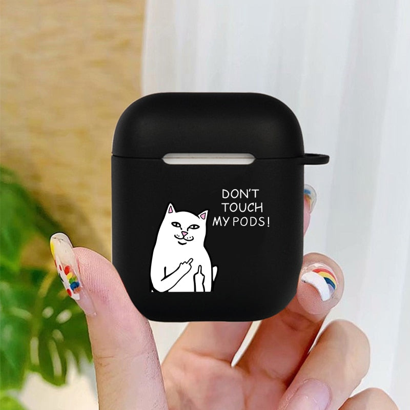 Case for Apple Airpods 1 2 3 Cases Slogan Simple Text Dont touch airpods Silicone Black Earphone Cover for Airpods Pro capa Bags