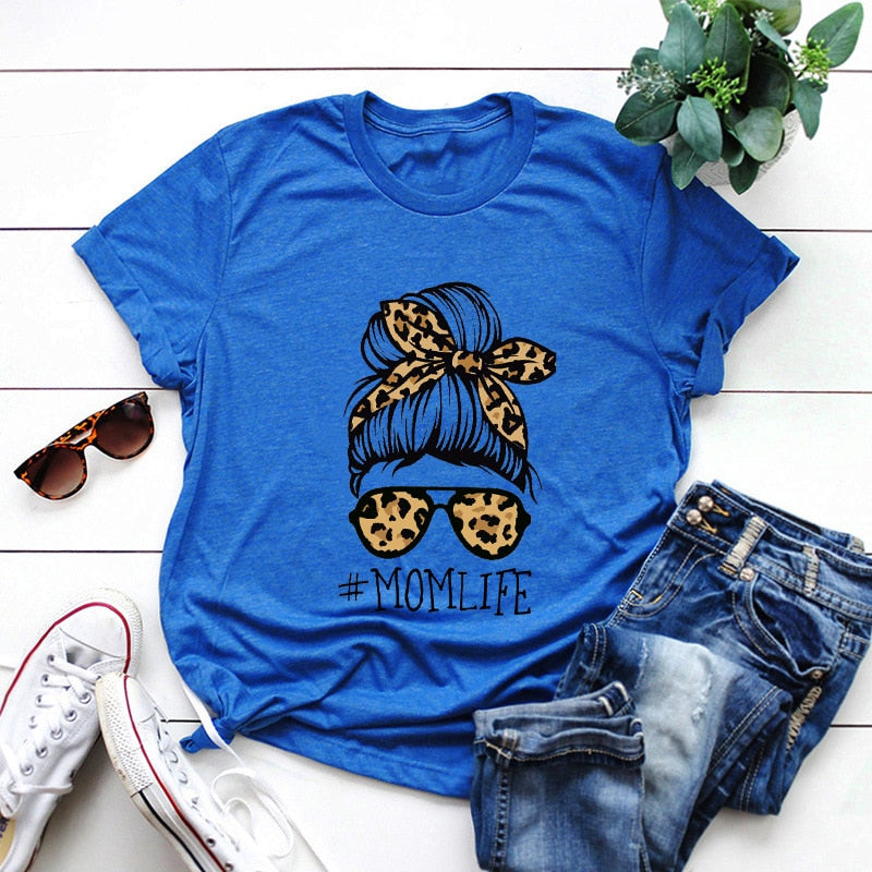 Summer Women T Shirt Versatile 100% Cotton Funny Leopard Mum Print Short Sleeve Oversized Goth Tshirts Casual Graphic Tee Tops