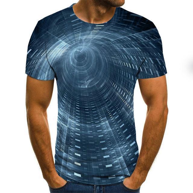 Three -Dimensional Vortex Men Tshirt 3d Printed Summer O -Neck Daily Casual Funny T Shirt