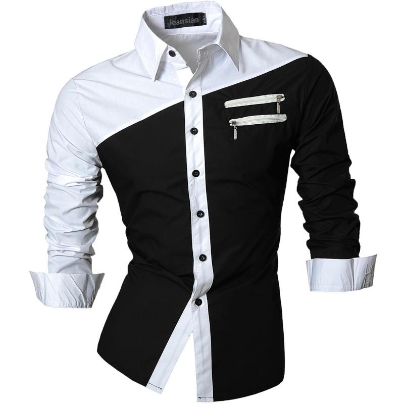 Jeansian Men's Fashion Dress Shirts Casual Long Sleeve Slim Fit Tatoo Stylish Z030