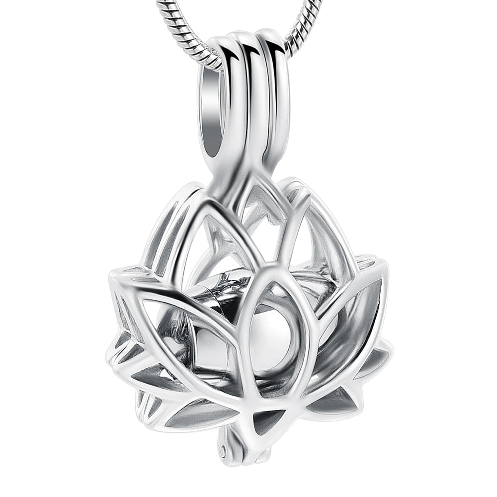 Stainless Steel Lotus Flower Keepsake Pendant For Women Mini Cremation Urn Jewelry Memorial Jewelry Ashes Locket 2 Colors