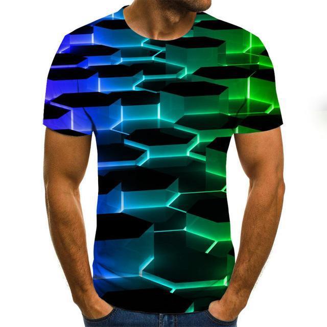 Three -Dimensional Vortex Men Tshirt 3d Printed Summer O -Neck Daily Casual Funny T Shirt