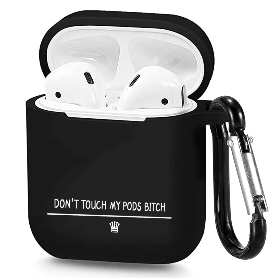 Case for Apple Airpods 1 2 3 Cases Slogan Simple Text Dont touch airpods Silicone Black Earphone Cover for Airpods Pro capa Bags