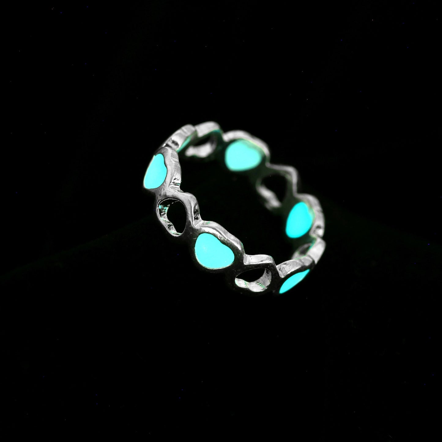 Multi-color Luminous Love Rings for Women Peach Heart Open Ring Couple Ring Luminous Color Girl Jewelry Wholesale Jewelry