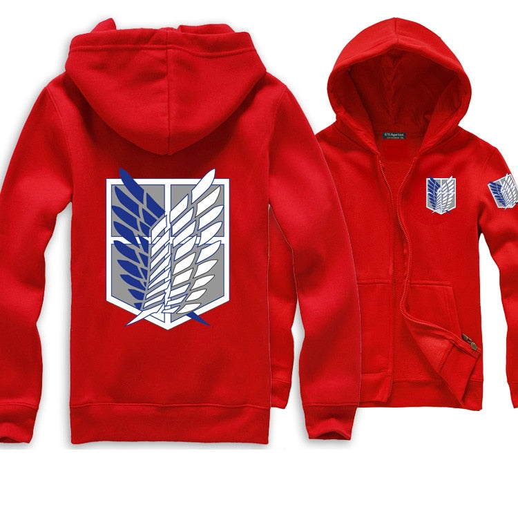 New Anime Wings of Liberty Cosplay Costume Attack on Titan Unisex Hoodies Shingeki No Kyojin Legion Zipper Jacket Sweatshirts